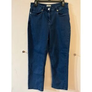 Label Ritu Kumar Dark Blue Denim Drift Straight Leg Jeans Size L